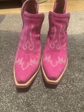 Ariat Magenta Suede Western Ankle Boots